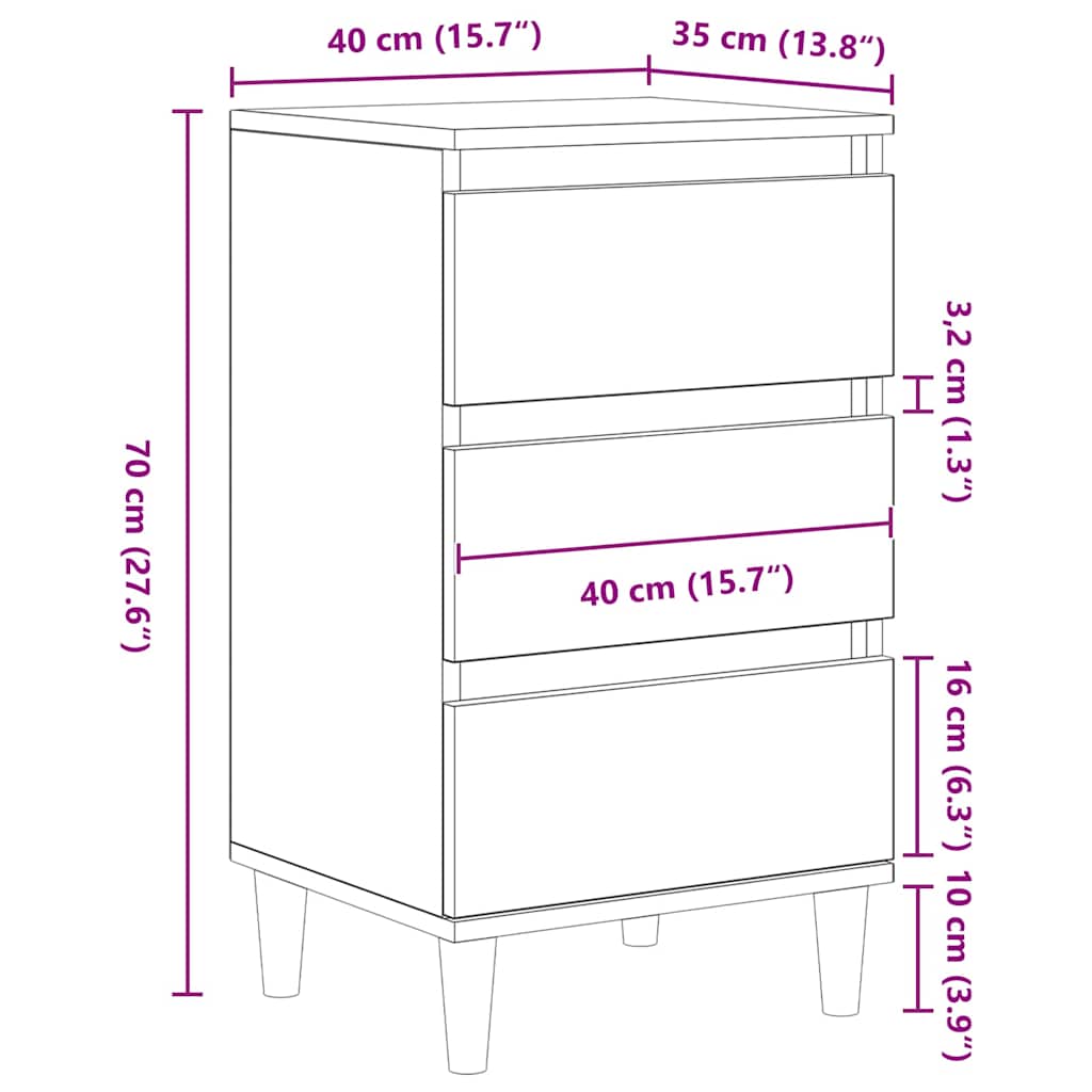 Noćni ormar Staro drvo 40 x 35 x 70 cm Konstruirano drvo