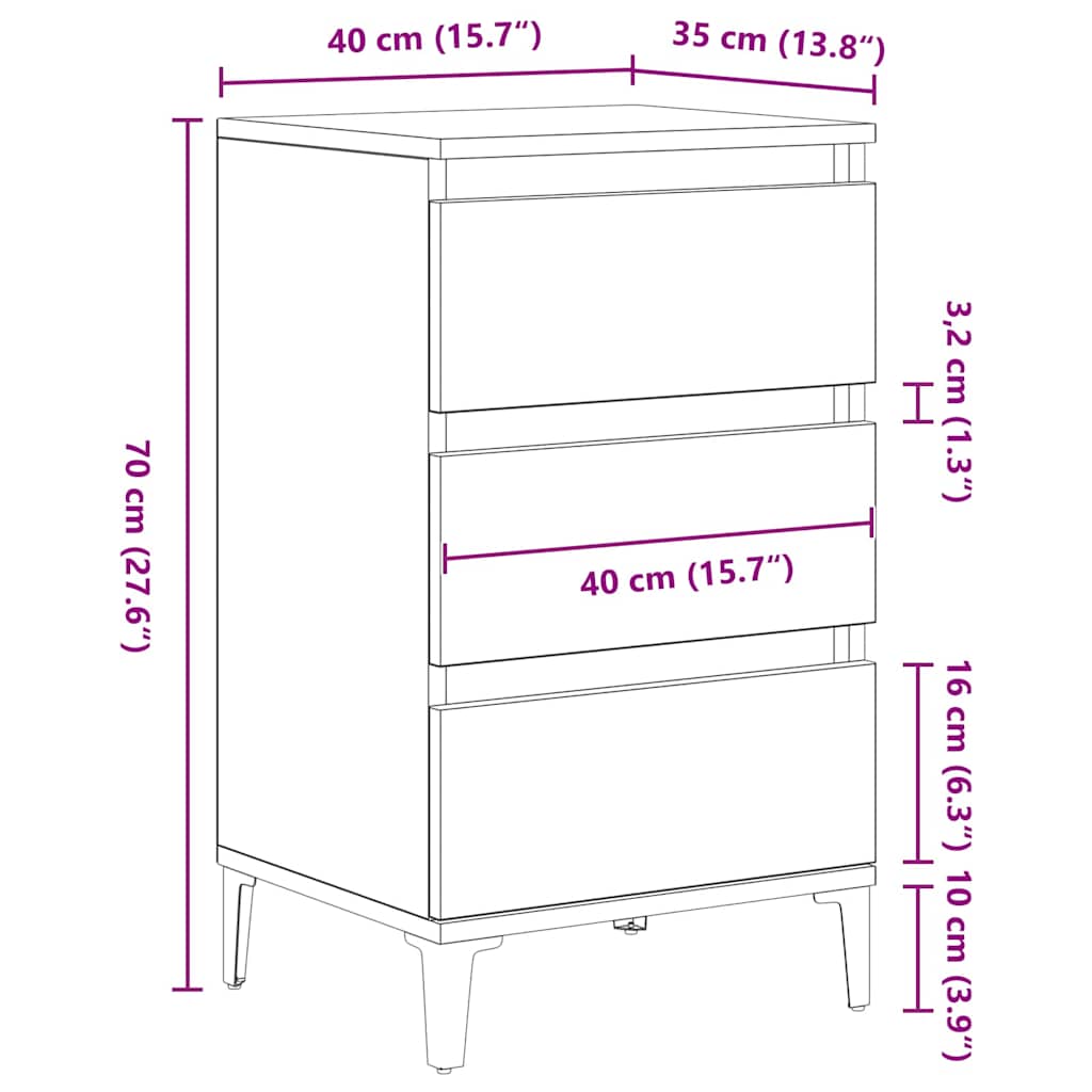 Noćni ormar Staro drvo 45 x 35 x 44 cm Konstruirano drvo
