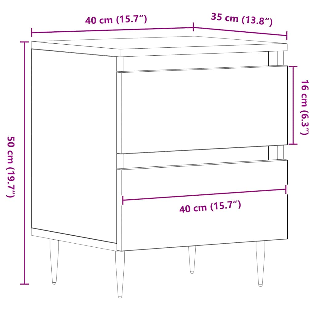 Noćni ormar 2 pcs Staro drvo 40 x 35 x 50 cm Konstruirano drvo