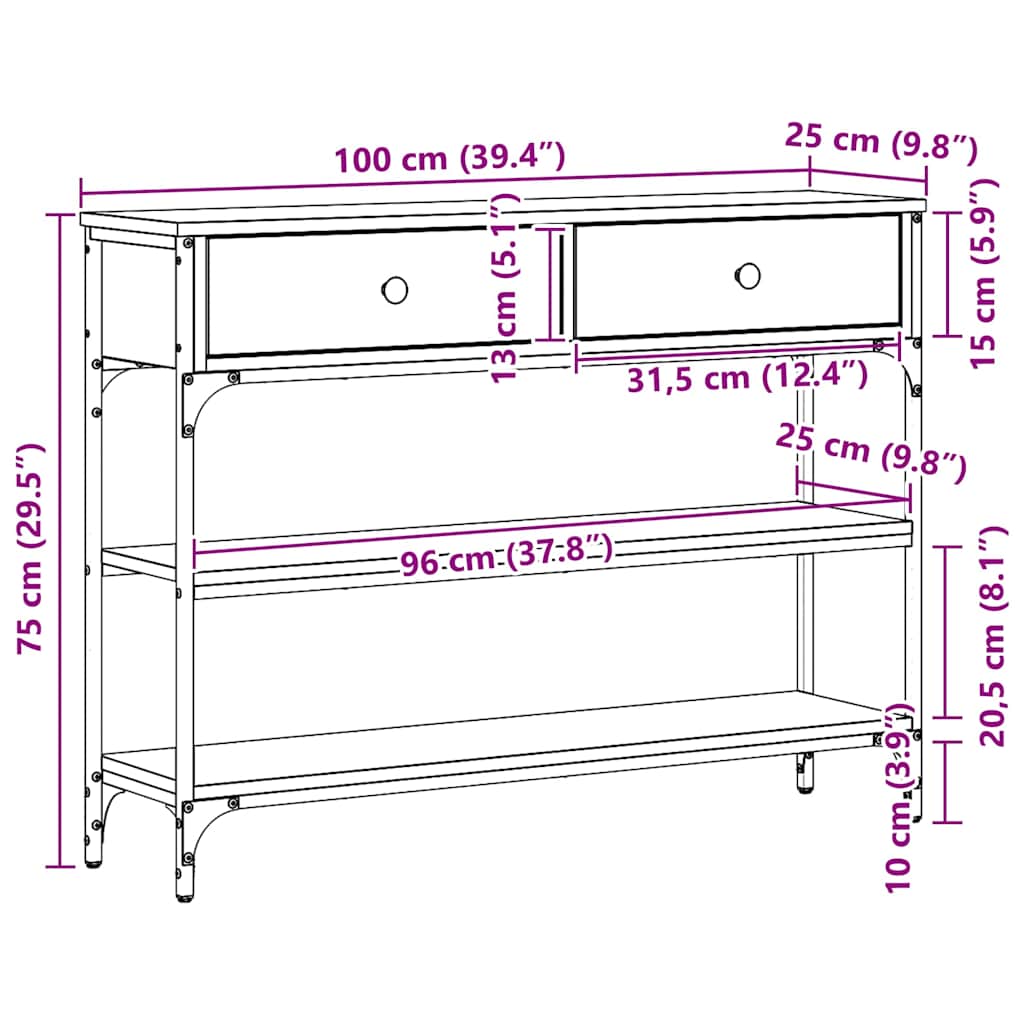 Konzolna stolica Crni hrast 100 x 25 x 75 cm Konstruirano drvo