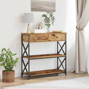 Konzolna stolica s ladicama Staro drvo 75 x 28 x 75 cm