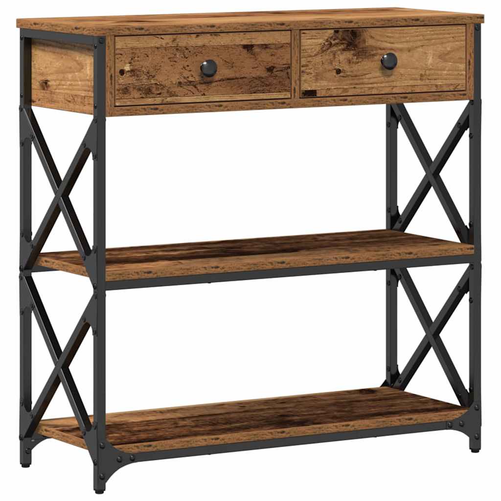 Konzolna stolica s ladicama Staro drvo 75 x 28 x 75 cm
