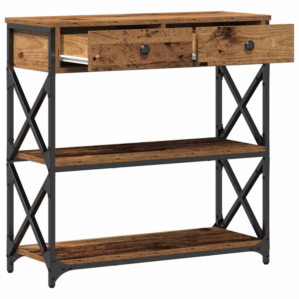 Konzolna stolica s ladicama Staro drvo 75 x 28 x 75 cm
