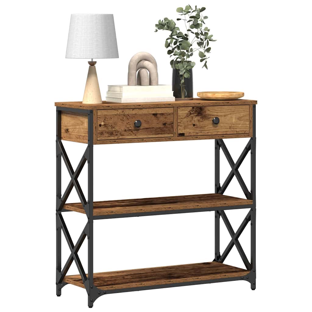 Konzolna stolica s ladicama Staro drvo 75 x 28 x 75 cm