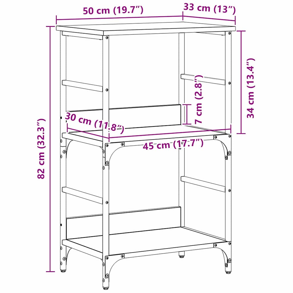 Polica Crni hrast 50 x 33 x 82 cm Konstruirano drvo