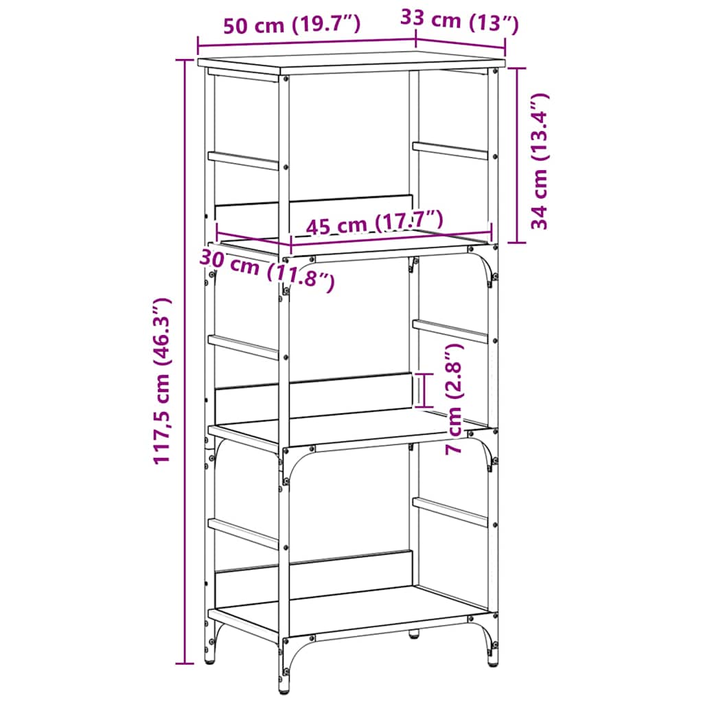 Polica Crni hrast 50 x 33 x 117,5 cm Konstruirano drvo