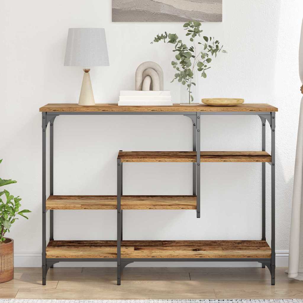 Konzolni stol s policom s pohranom Staro drvo 100 x 35 x 75 cm