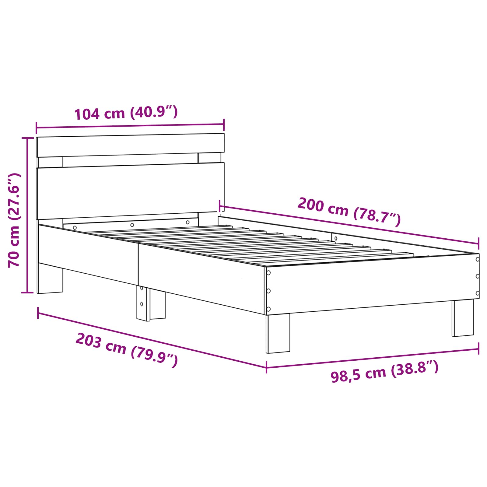 Krevetna konstrukcija Crni hrast 100 x 200 cm Konstruirano drvo