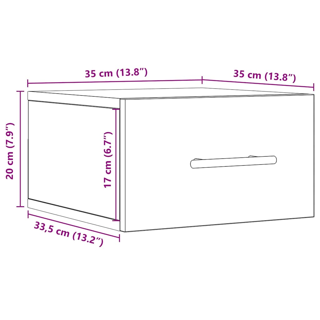 Noćni ormar 35 x 35 x 20 cm Konstruirano drvo Umjetnički hrast
