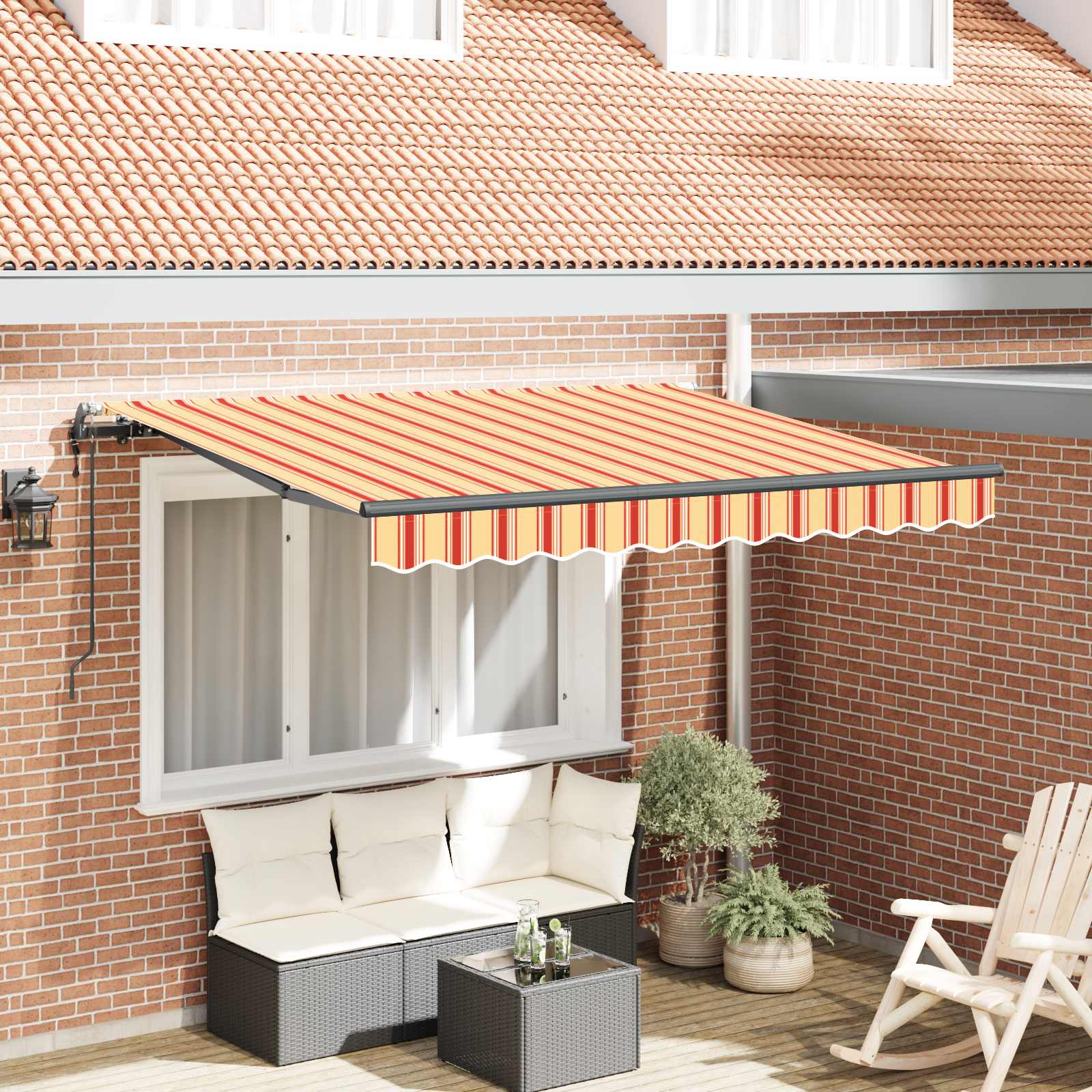 Skrovita tenda Žuta i narančasta 250 x 200 cm tkanina