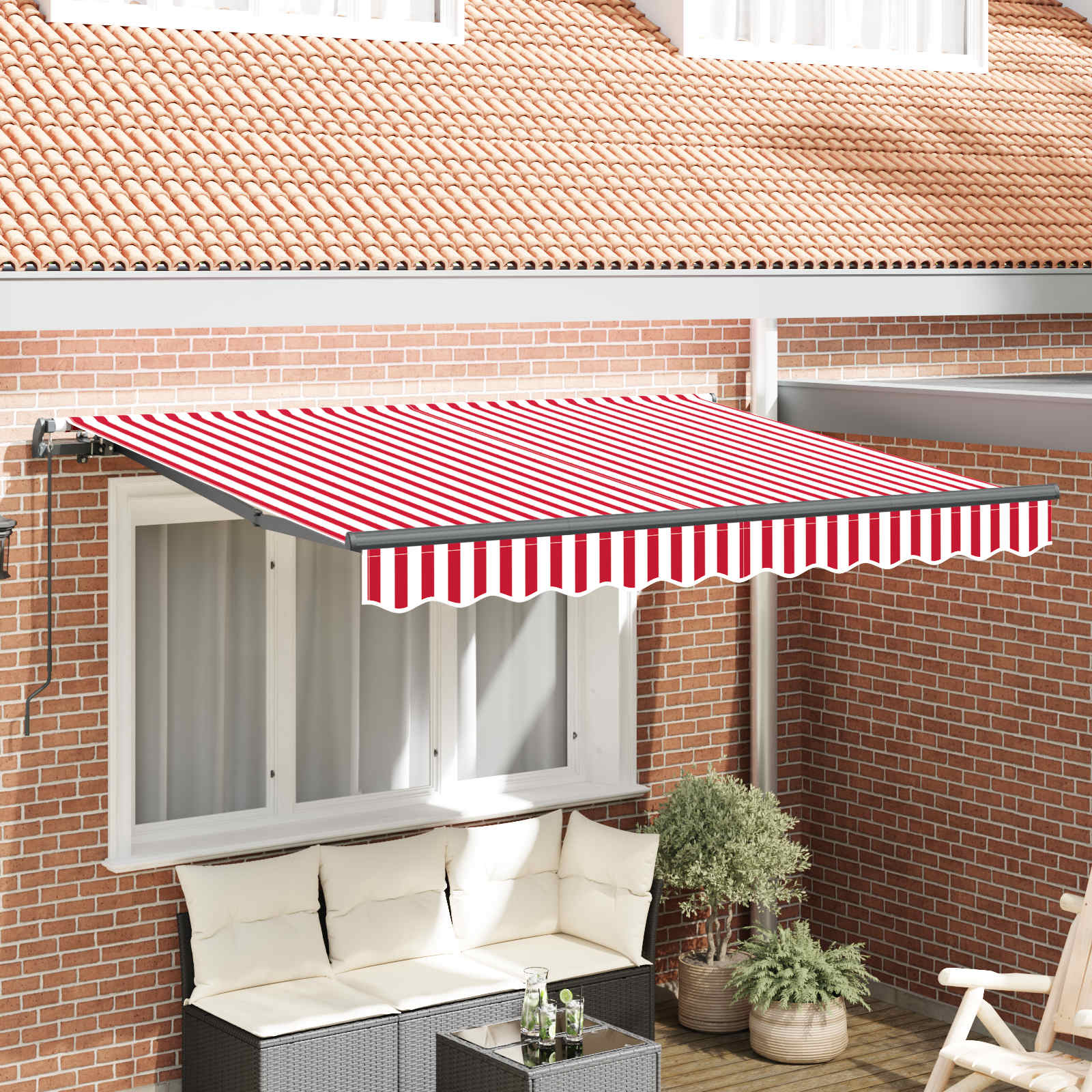 Skrovita tenda Crvena 250 x 200 cm tkanina