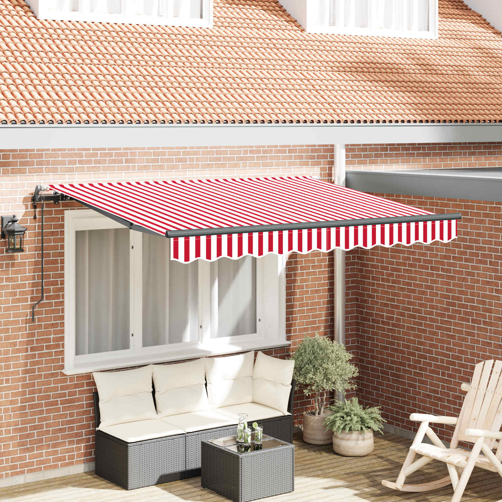 Skrovita tenda Crvena 250 x 200 cm tkanina
