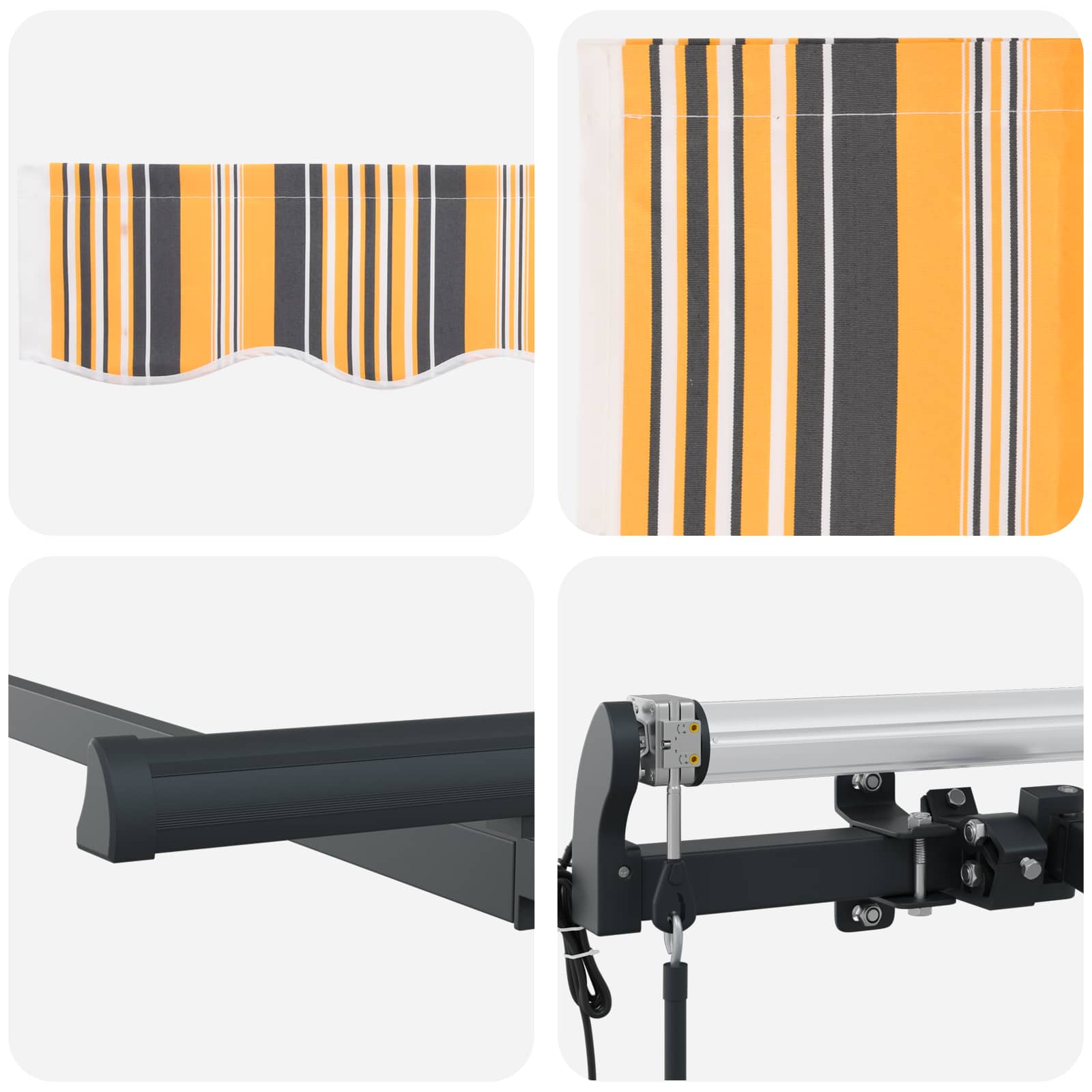 Skrovita tenda Žuta i Siva 250 x 200 cm tkanina