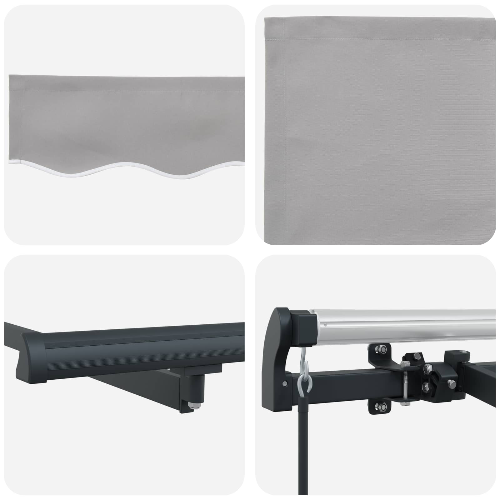 Skrovita tenda Svijetlo siva 250 x 200 cm tkanina