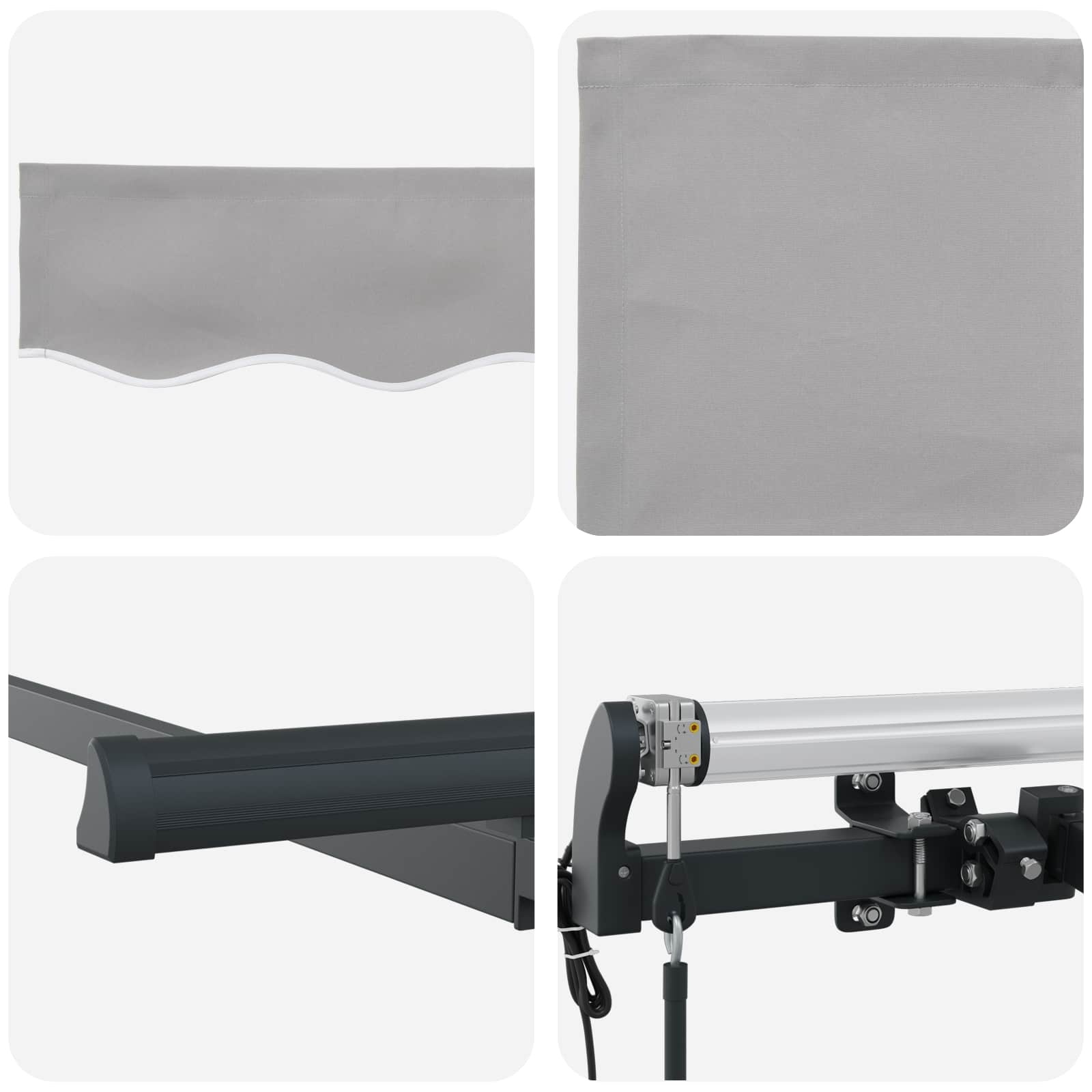 Skrovita tenda Svijetlo siva 250 x 200 cm tkanina