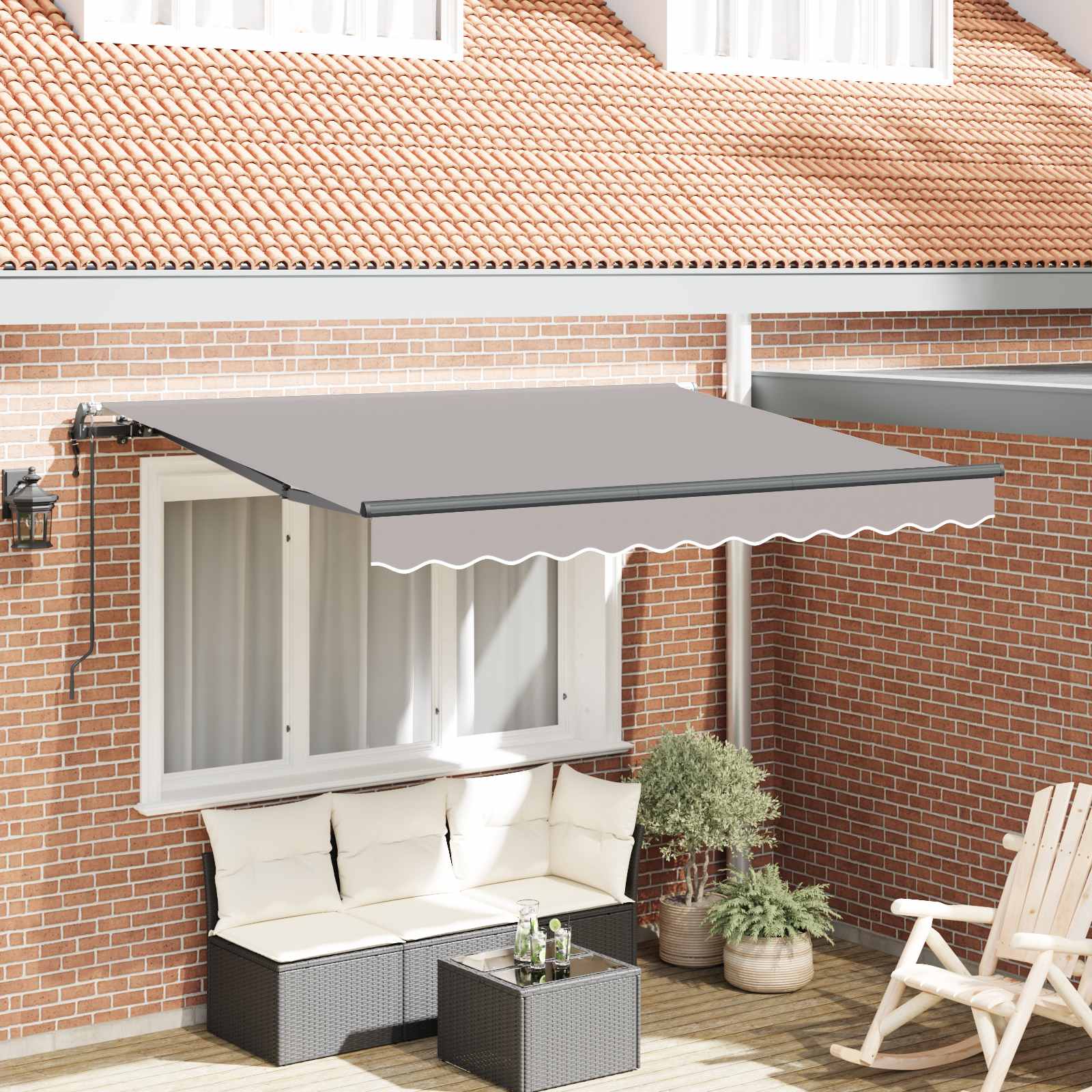 Skrovita tenda Svijetlo siva 250 x 200 cm tkanina