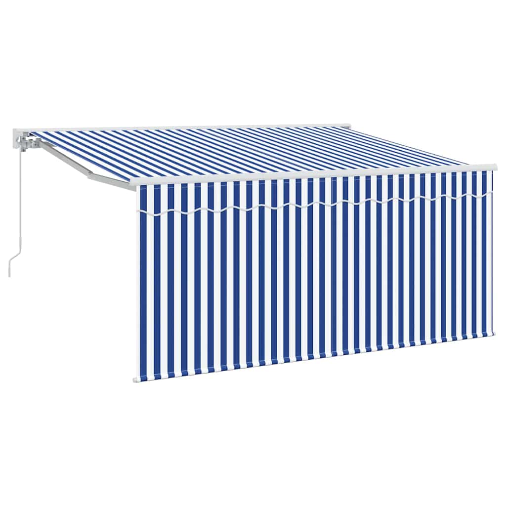 Skrovita tenda Plava i bijela 300 x 200 cm Poliester i aluminij