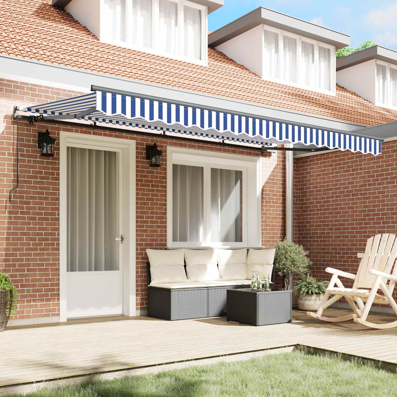 Skrovita tenda Plava 350 x 200 cm tkanina
