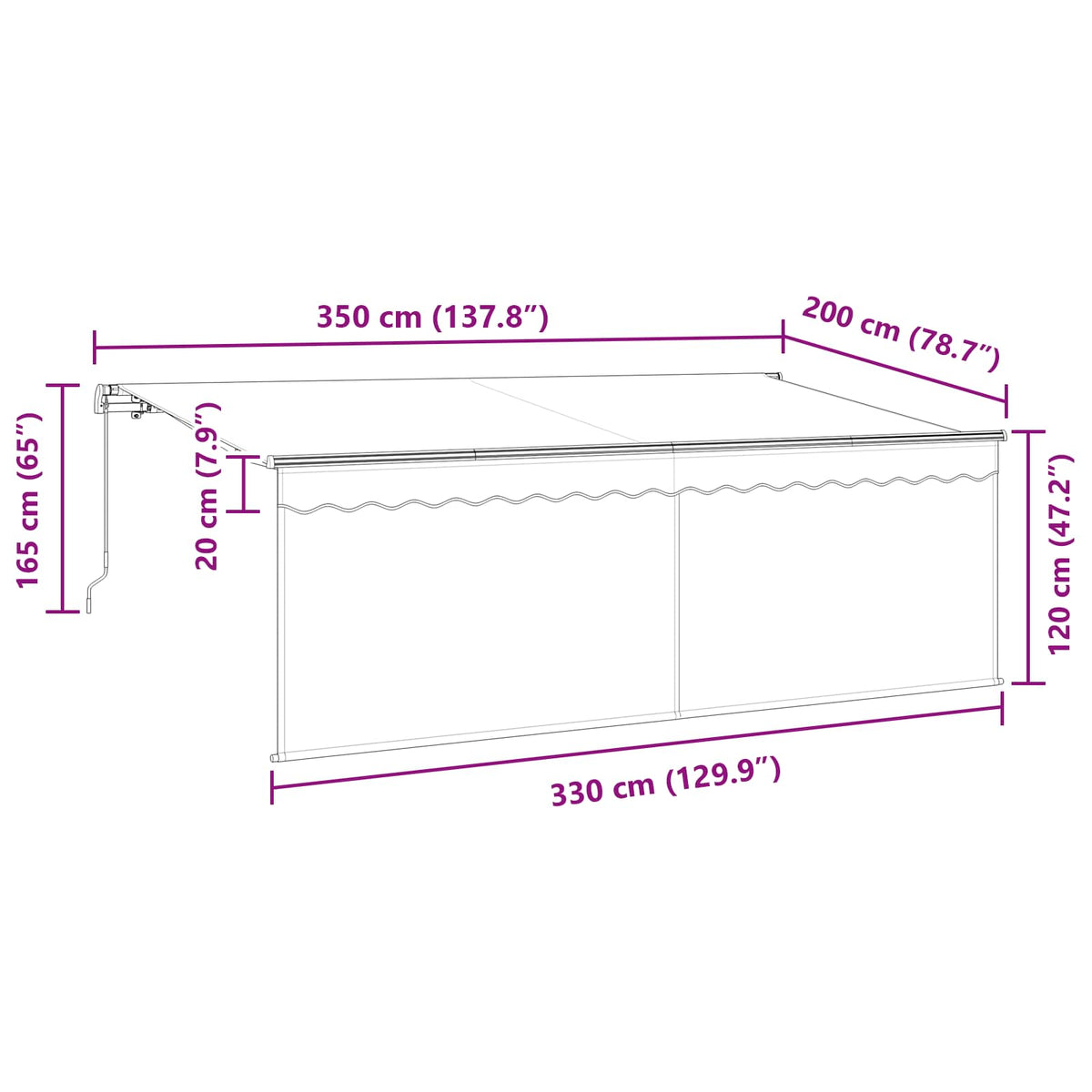 Povlačivi tende Plava 350 x 200 cm tkanina