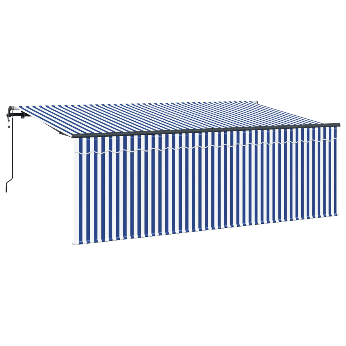 Skrovita tenda Plava i bijela 350 x 200 cm Poliester i aluminij