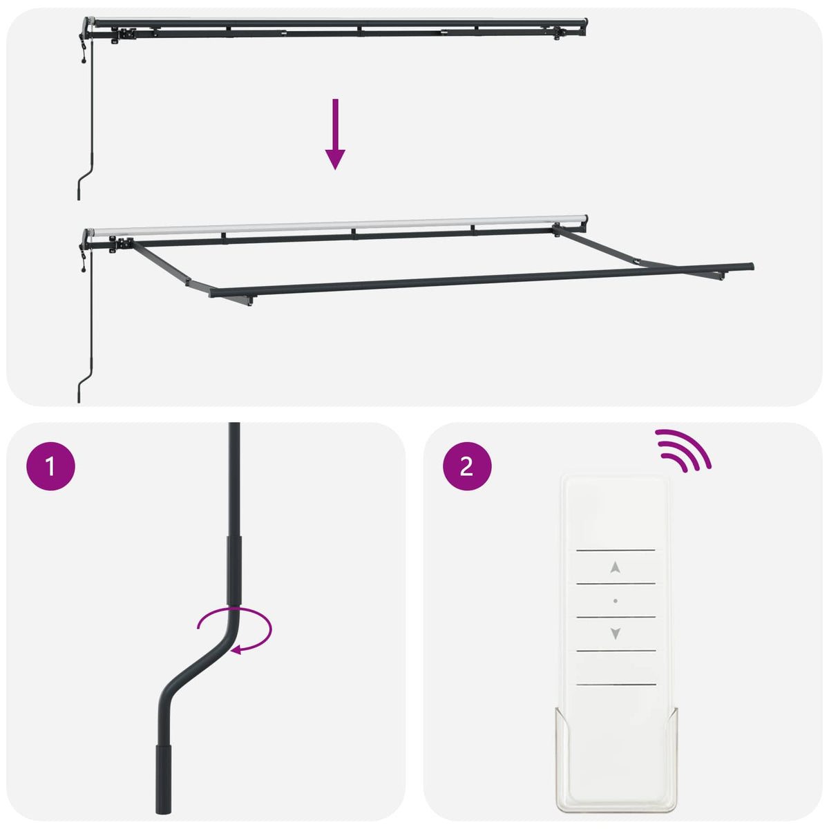 Skrovita tenda Plava i bijela 350 x 200 cm Poliester i aluminij