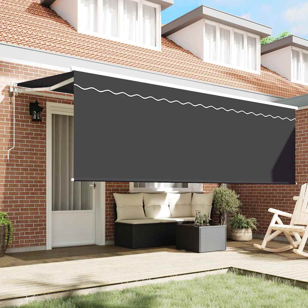 Skrovita tenda Antracit 350 x 200 cm Poliester i aluminij