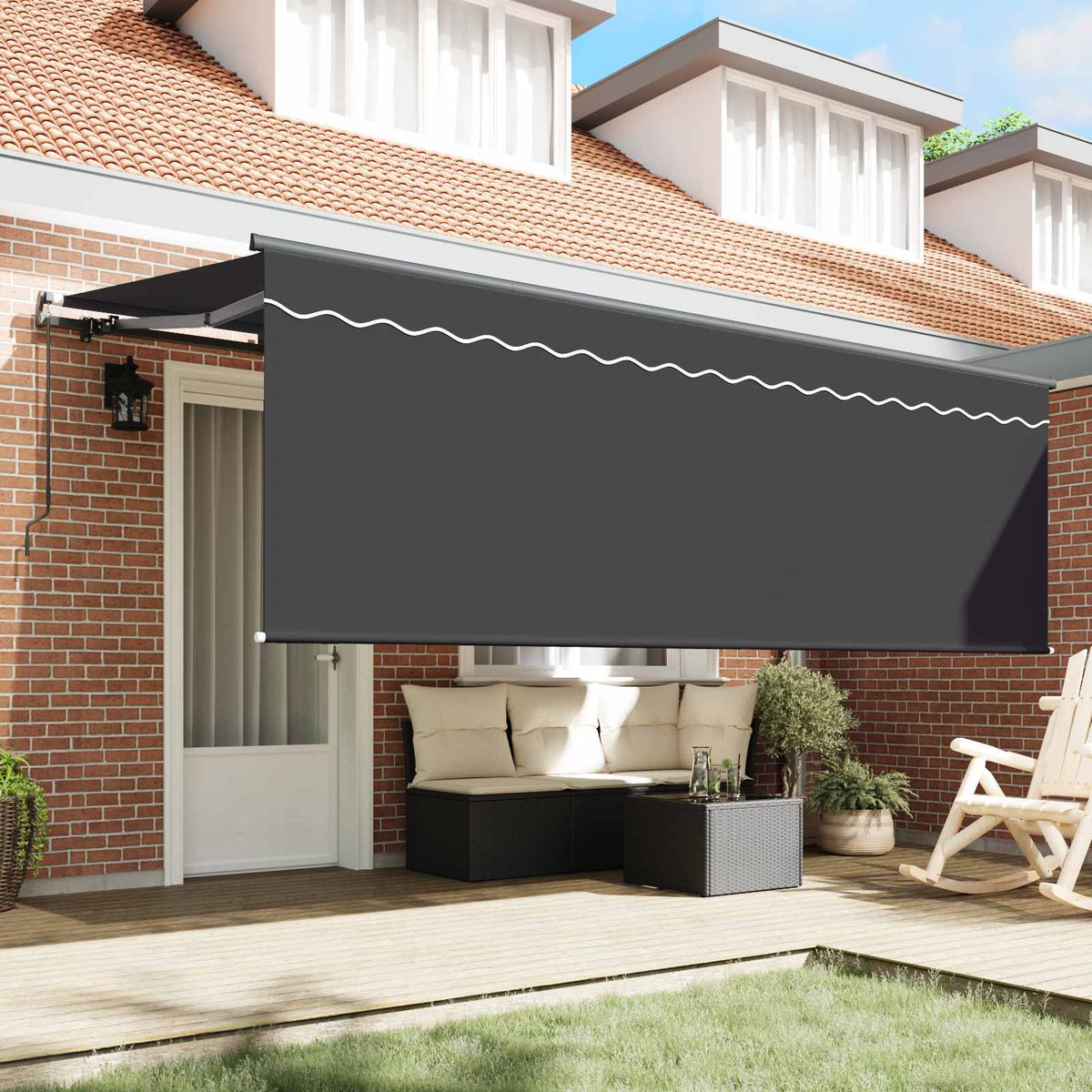 Skrovita tenda Antracit 350 x 200 cm Poliester i aluminij
