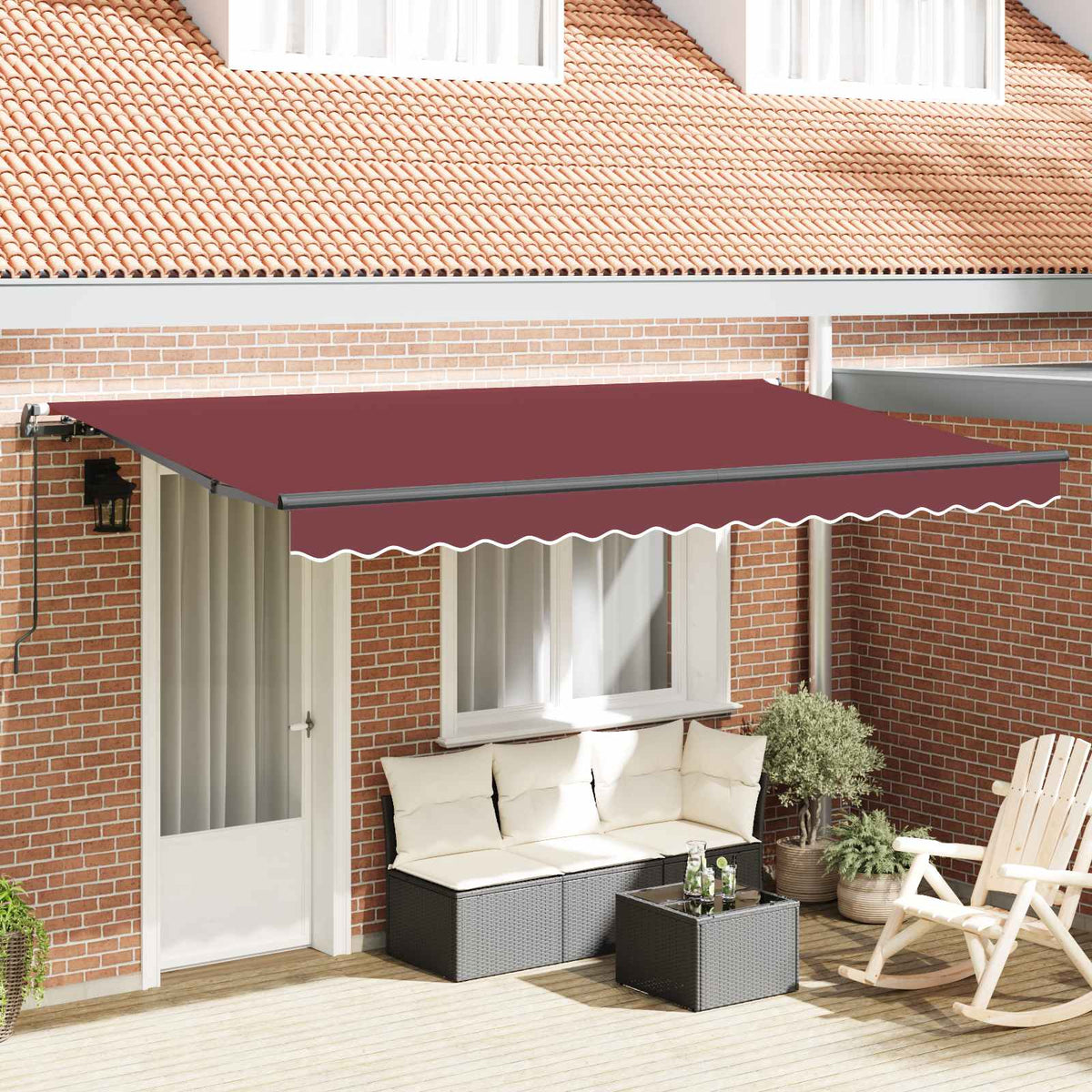 Skrovita tenda Tamno crvena 350 x 200 cm tkanina