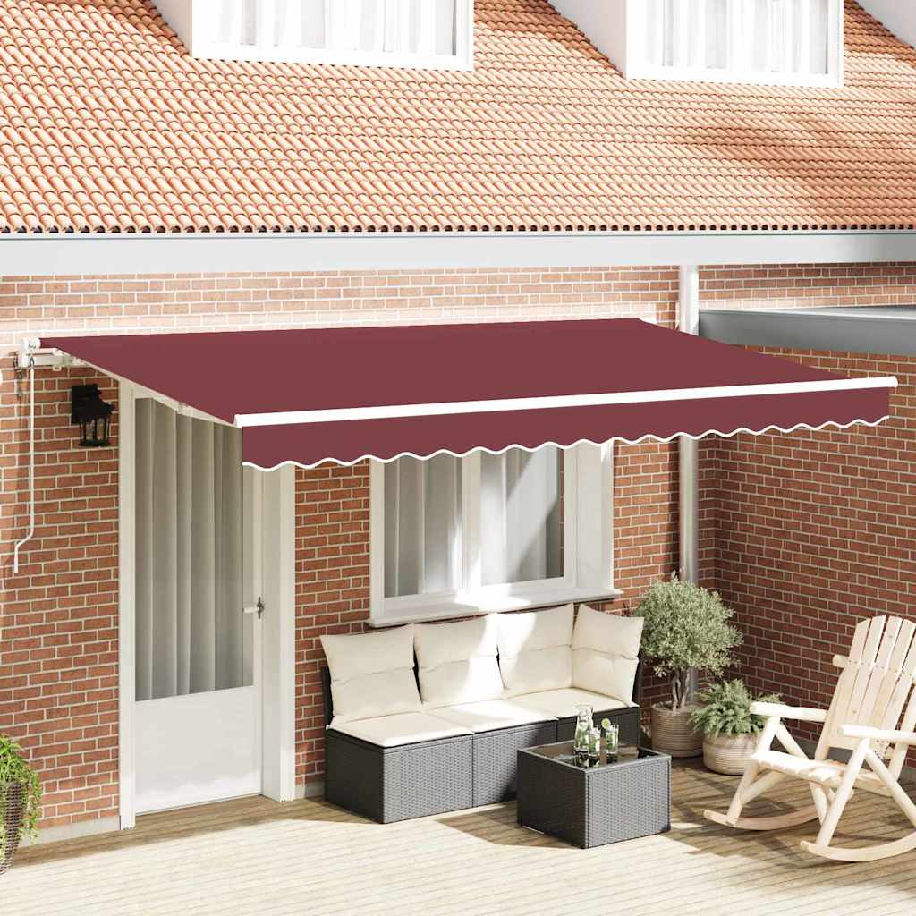 Skrovita tenda Tamno crvena 350 x 200 cm tkanina