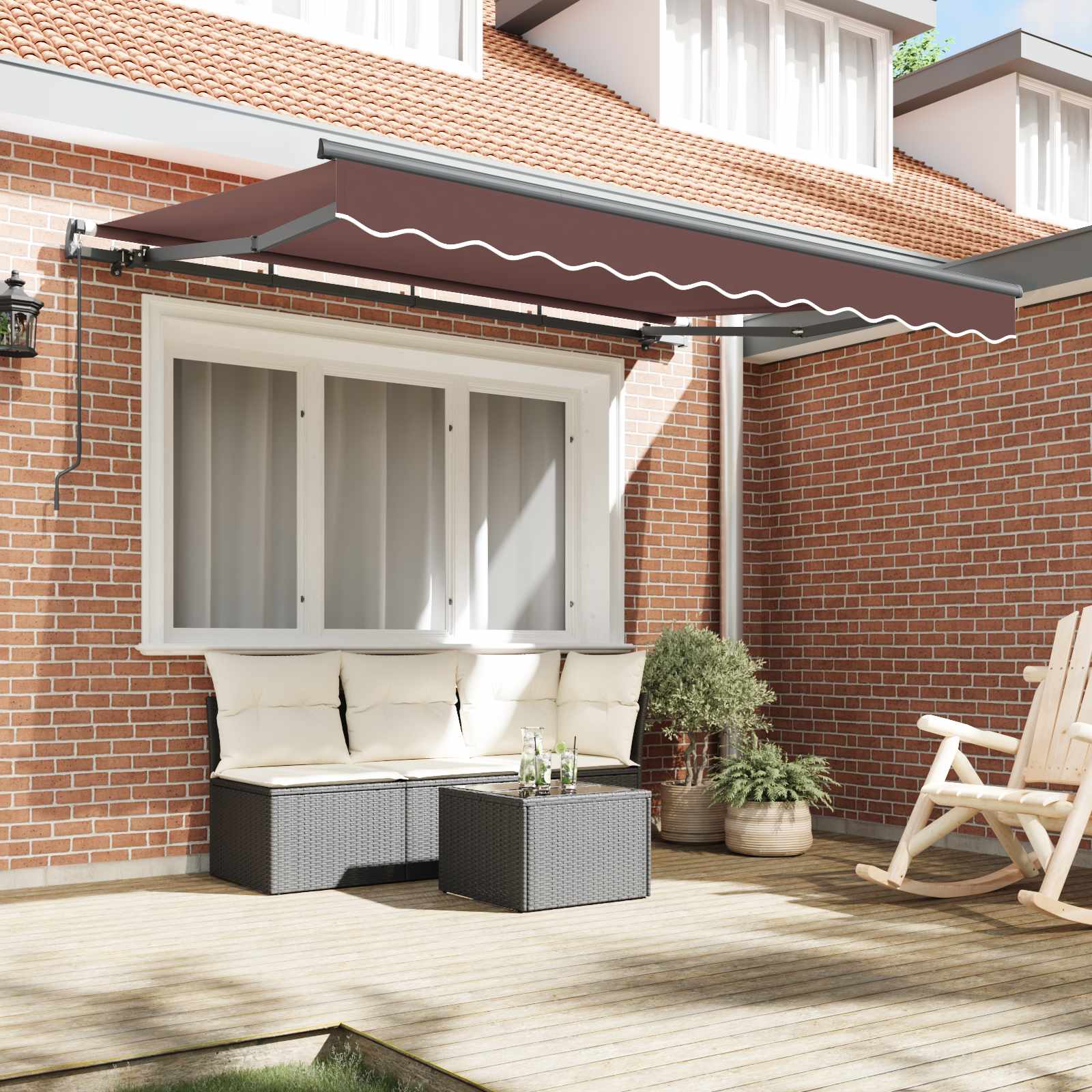 Skrovita tenda Smeđa 350 x 200 cm tkanina