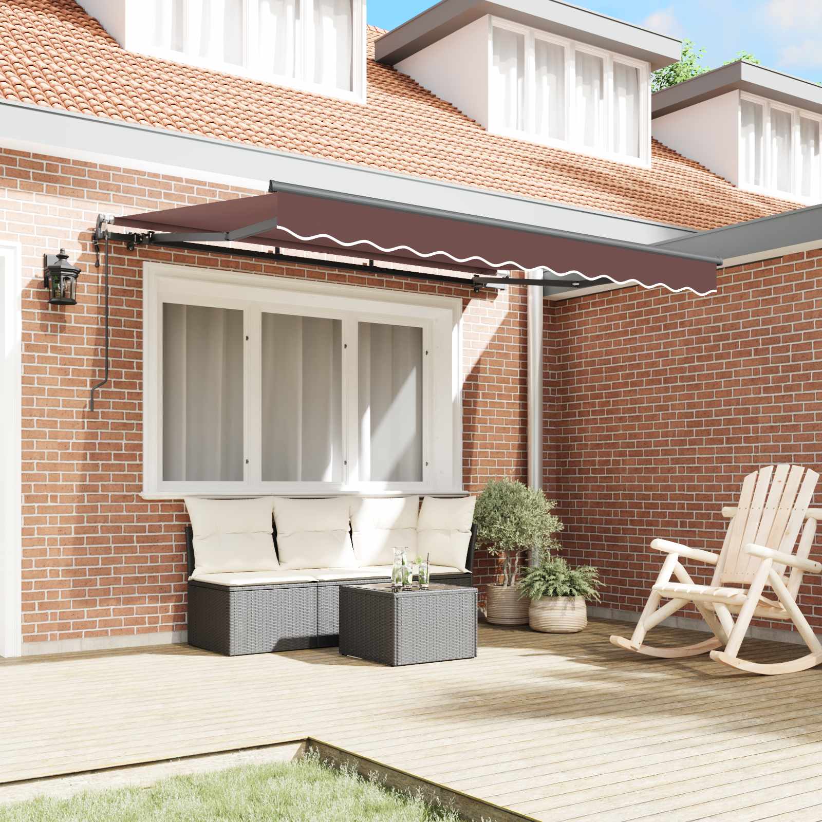 Skrovita tenda Smeđa 350 x 200 cm tkanina