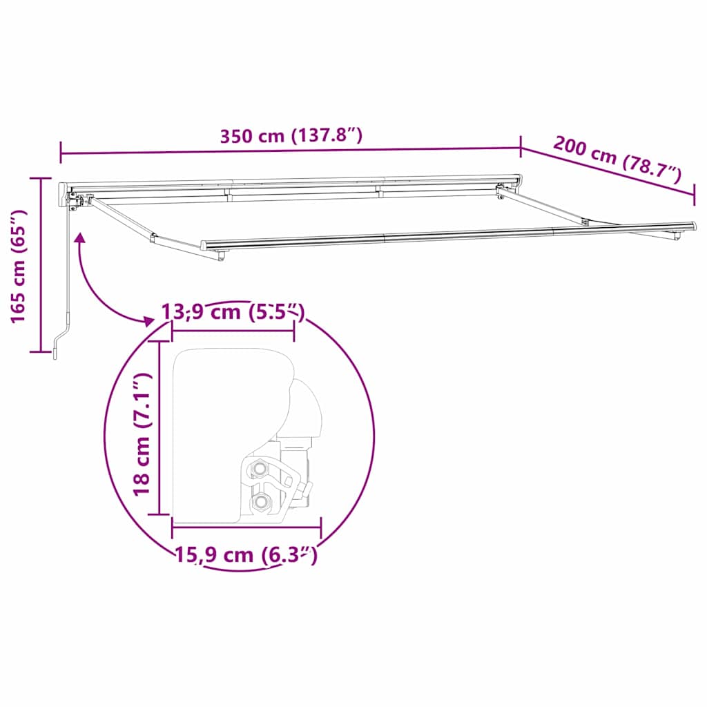 Okvir tende Antracit i bijelo 350 x 200 cm