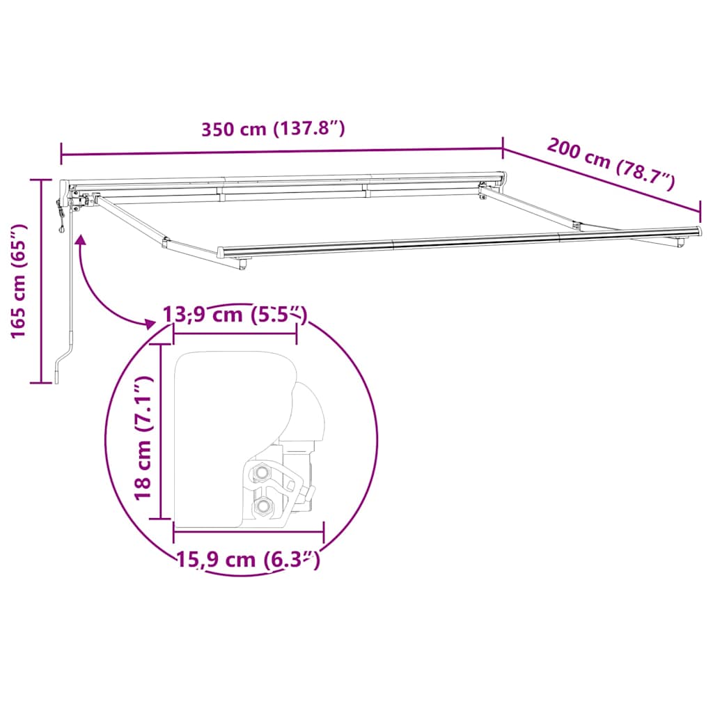 Okvir tende Bijeli 350 x 200 cm Poliester s PU premazom