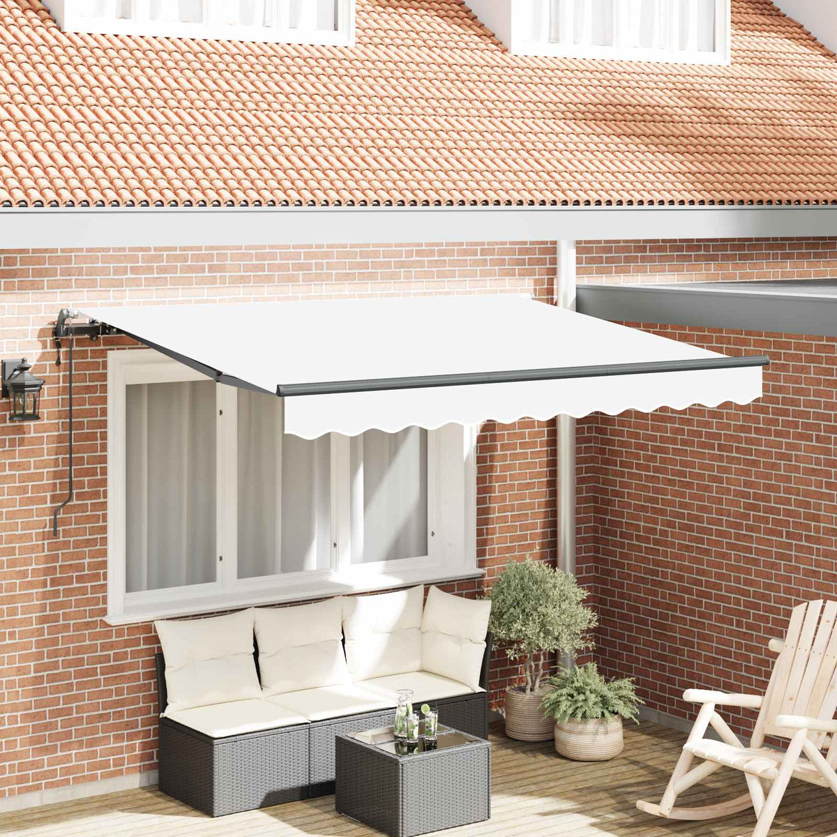 Skrovita tenda Bijelo 350 x 200 cm tkanina