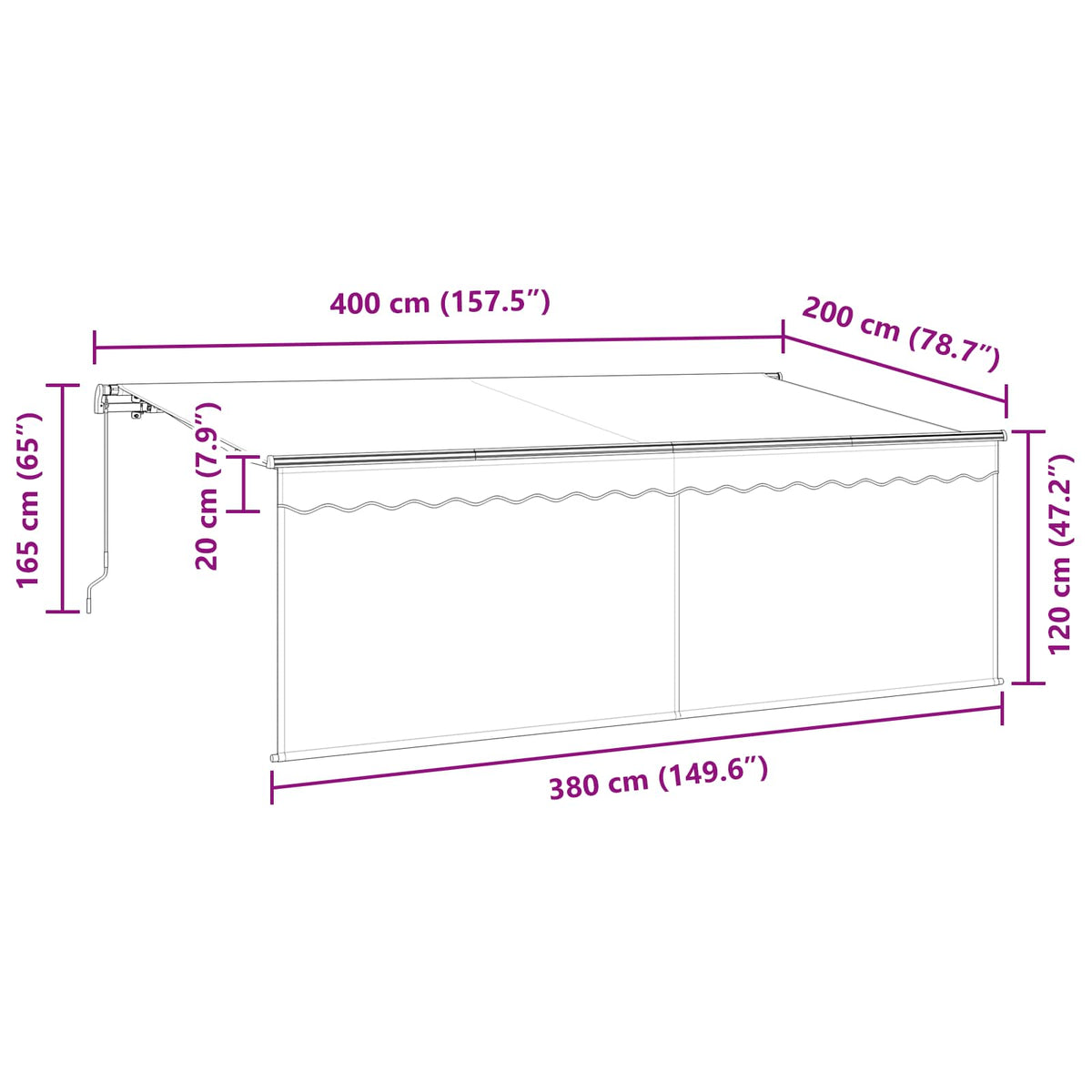 Povlačivi tende Plava i bijela 400 x 200 cm