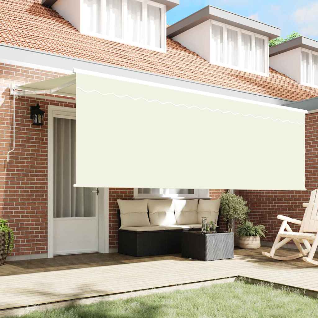 Skrovita tenda Krema 400 x 200 cm Poliester i aluminij