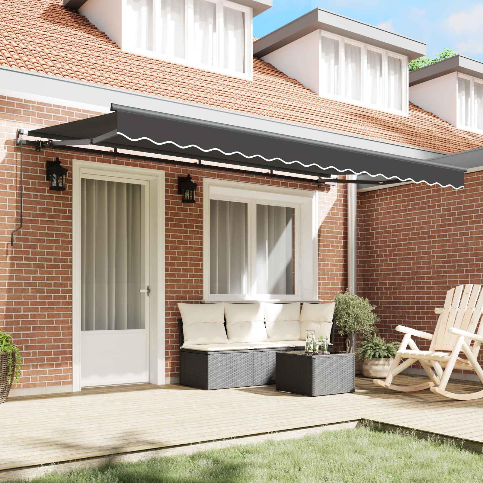 Skrovita tenda Antracit 400 x 200 cm tkanina