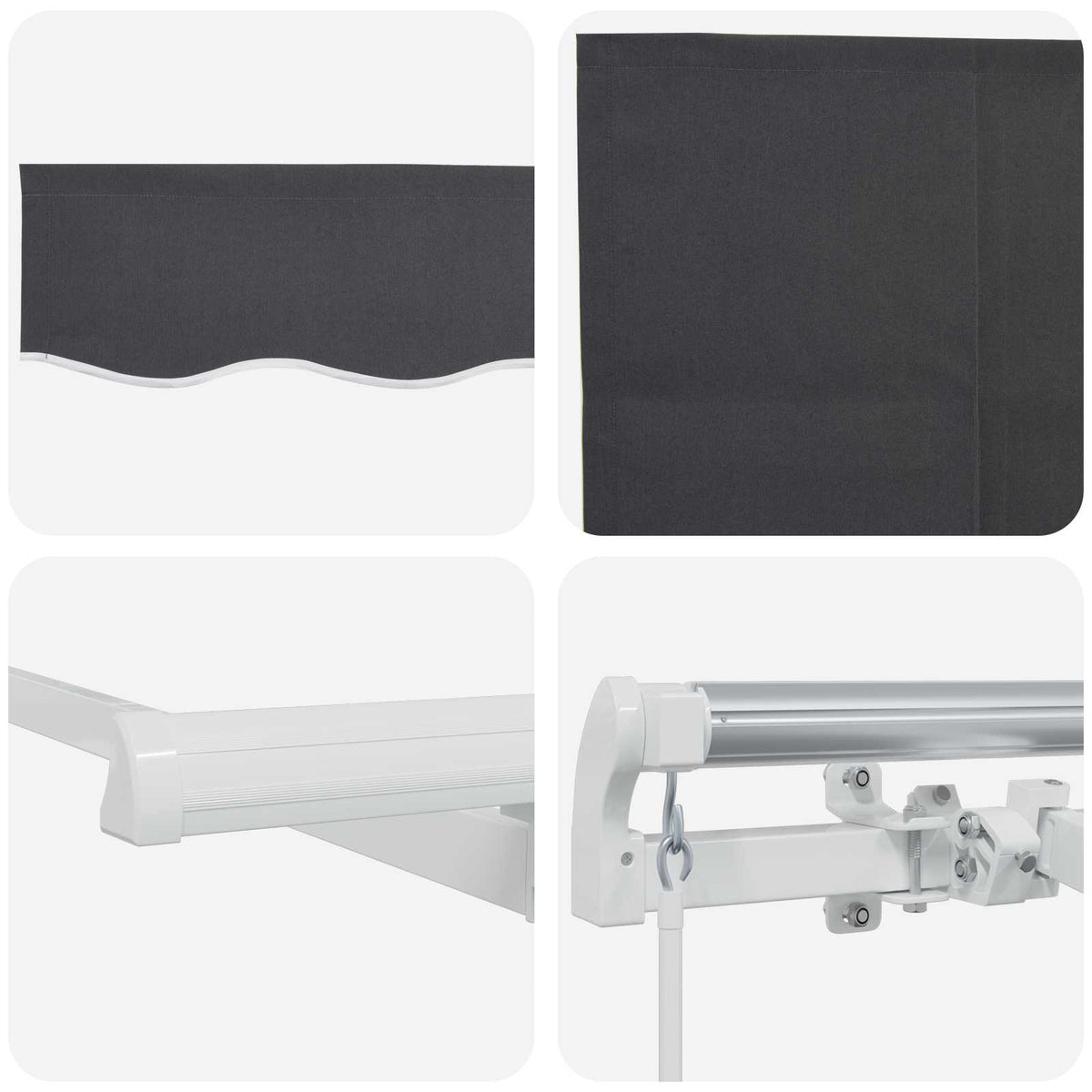 Skrovita tenda Antracit 400 x 200 cm Poliester i aluminij