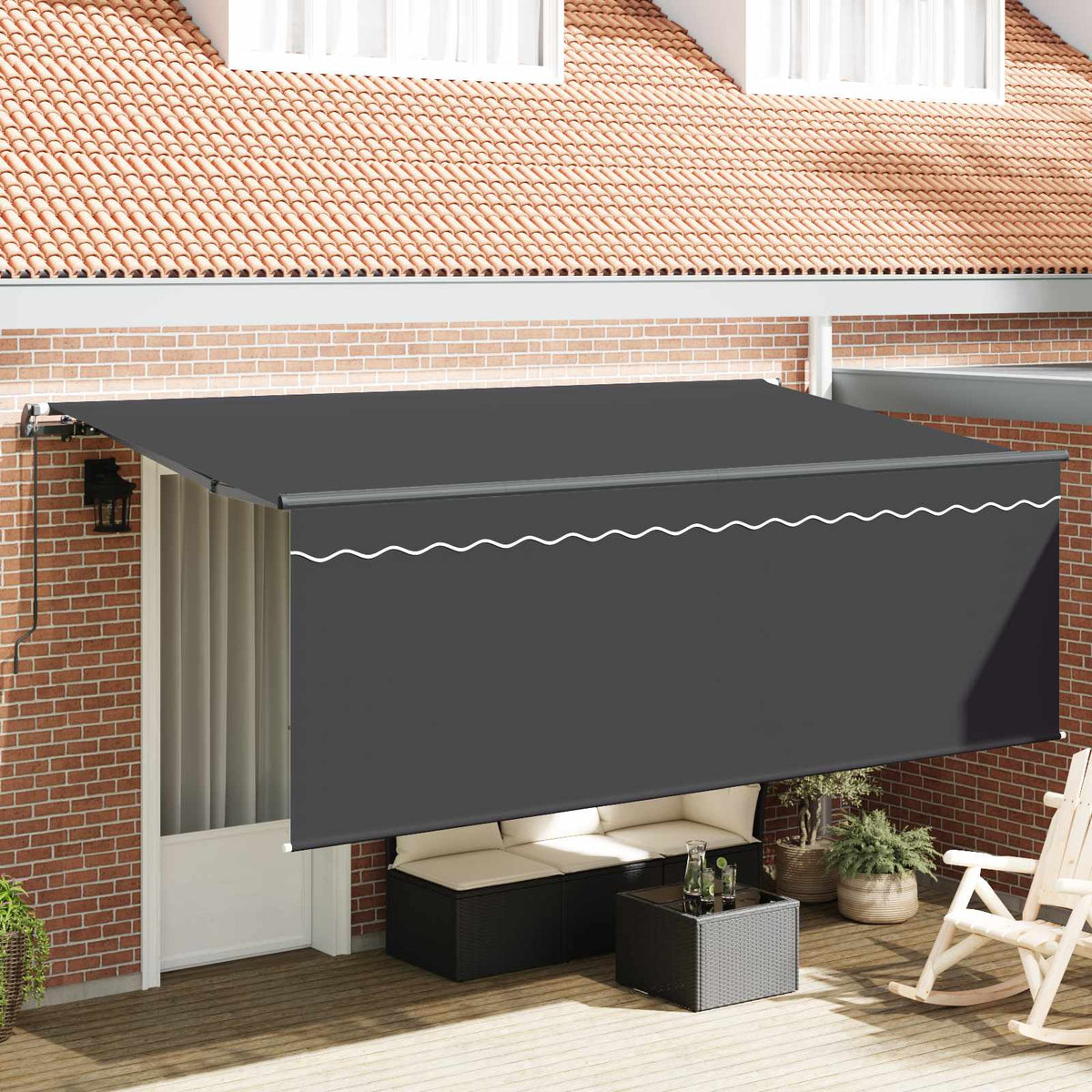 Skrovita tenda Antracit 400 x 200 cm Poliester i aluminij