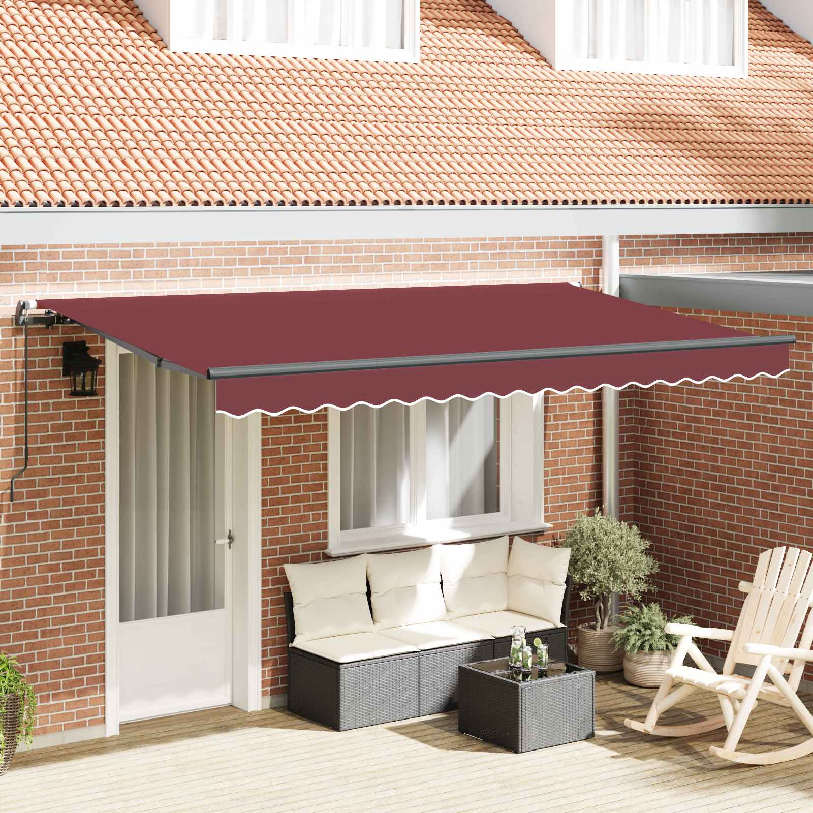 Skrovita tenda Tamno crvena 400 x 200 cm tkanina