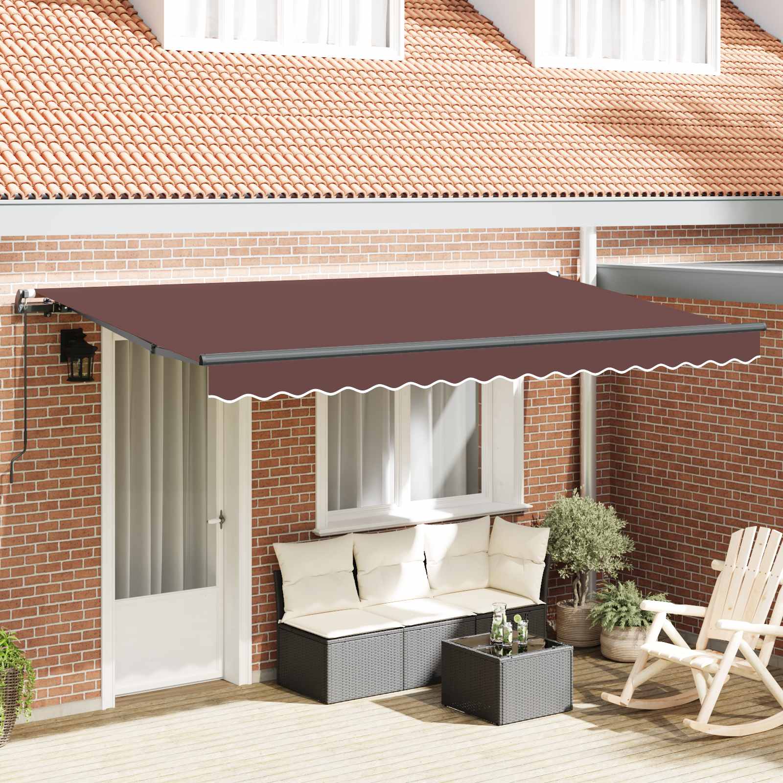 Skrovita tenda Smeđa 400 x 200 cm tkanina