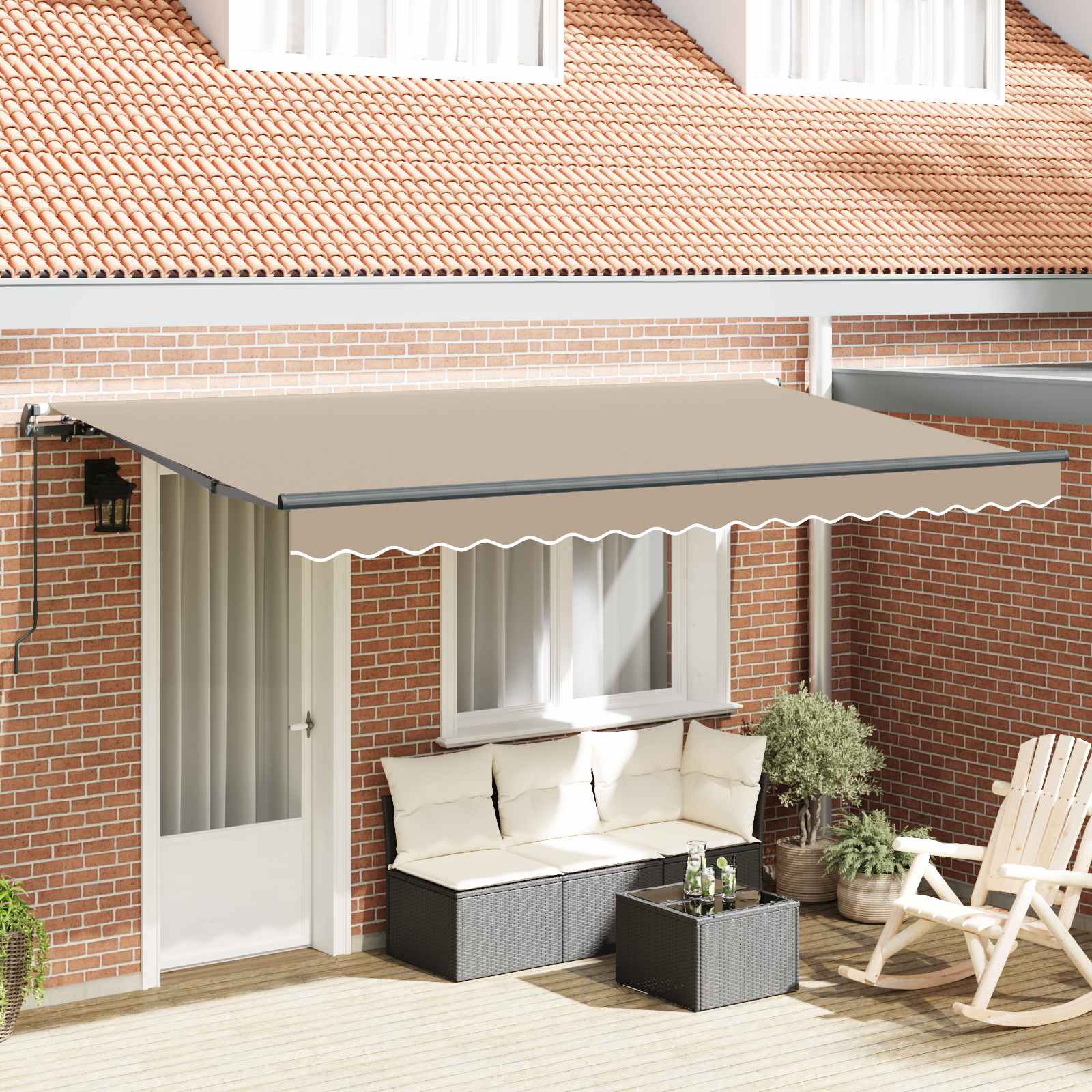 Skrovita tenda Bež 400 x 200 cm tkanina