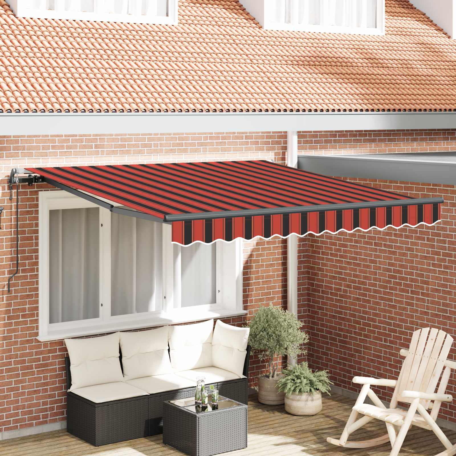 Skrovita tenda narančasta i smeđa 300 x 250 cm