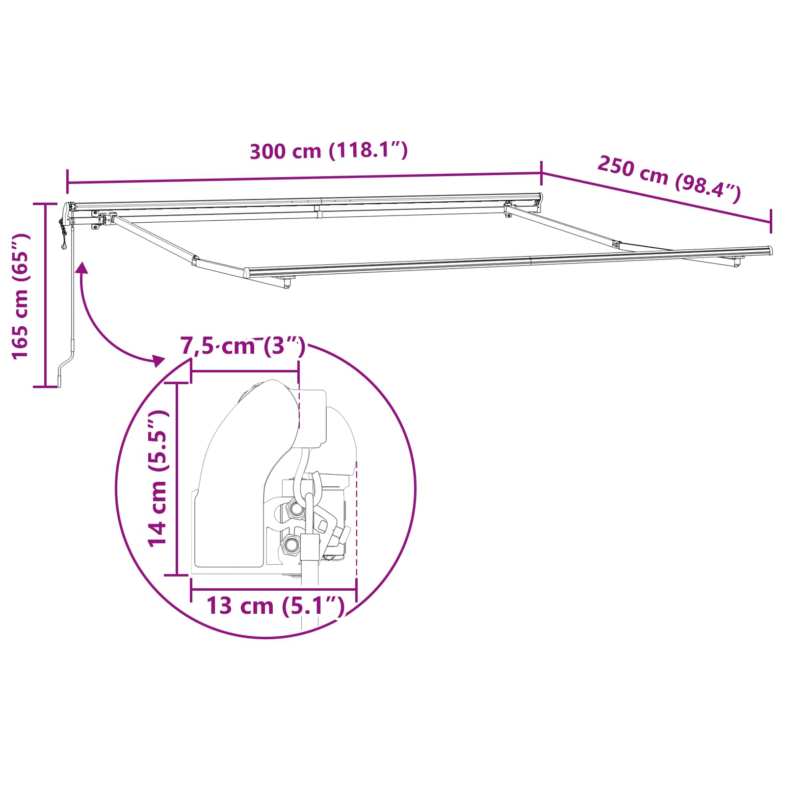 Skrovita tenda narančasta i smeđa 300 x 250 cm