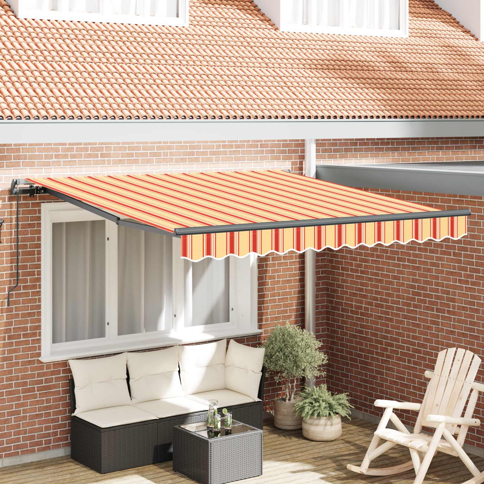 Skrovita tenda Žuta i narančasta 300 x 250 cm Poliester i čelik