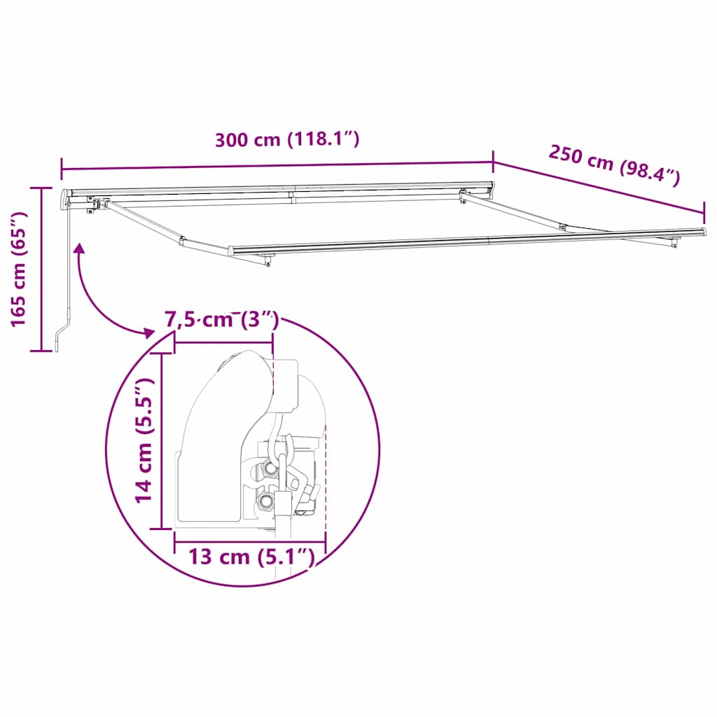Povlačivi tende Crvena i bijela 300 x 250 cm