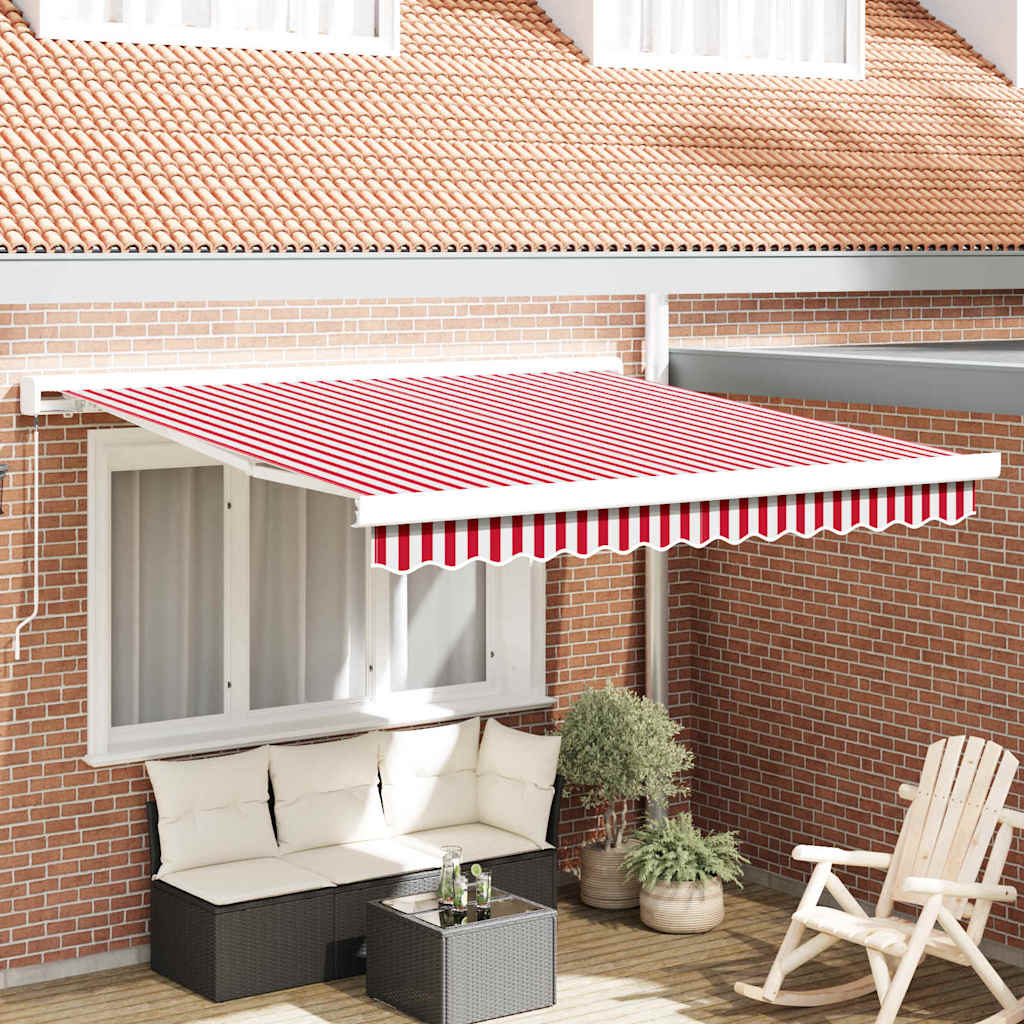 Povlačivi tende Crvena i bijela 300 x 250 cm Platno i Aluminij