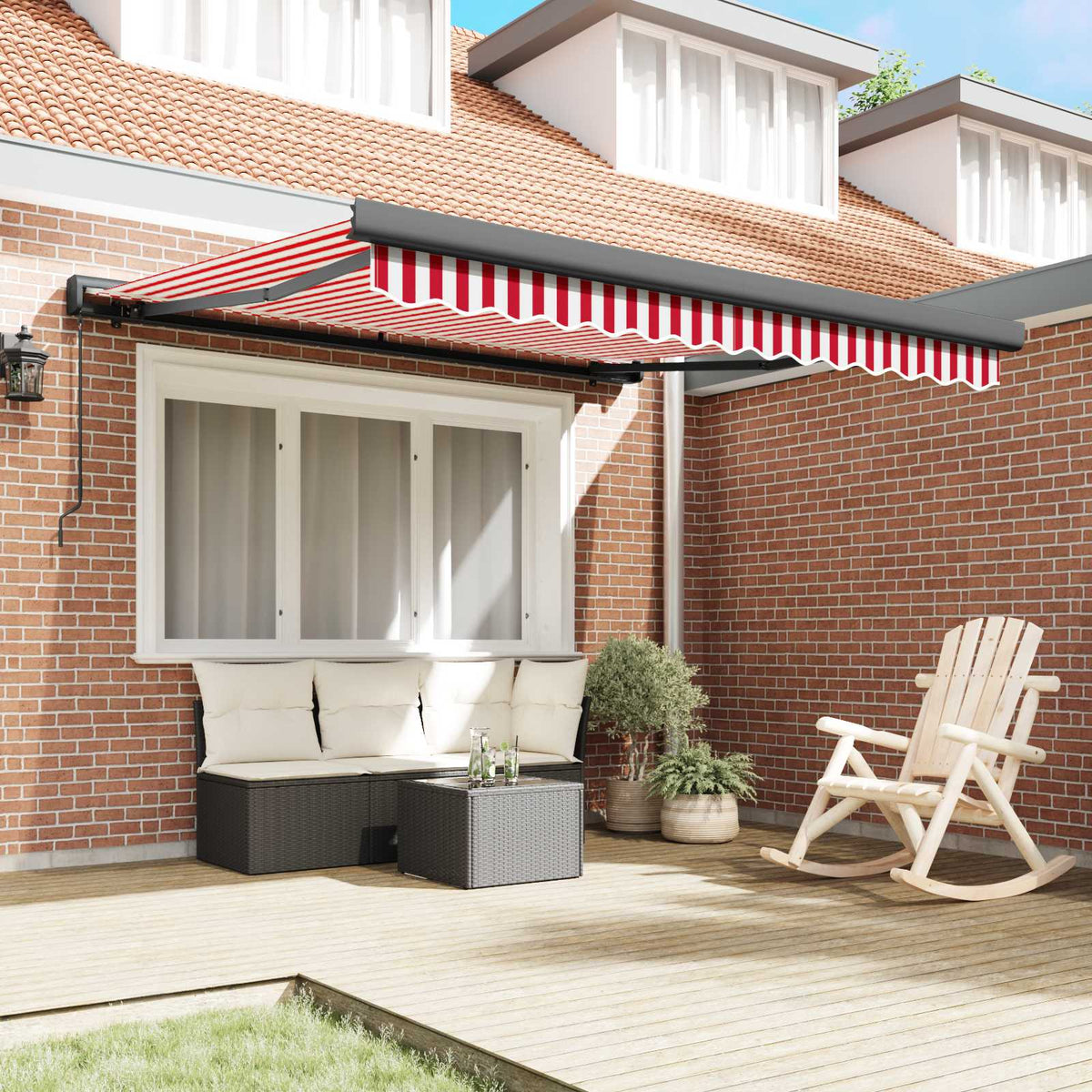 Povlačivi tende Crvena i bijela 300 x 250 cm Platno i Aluminij