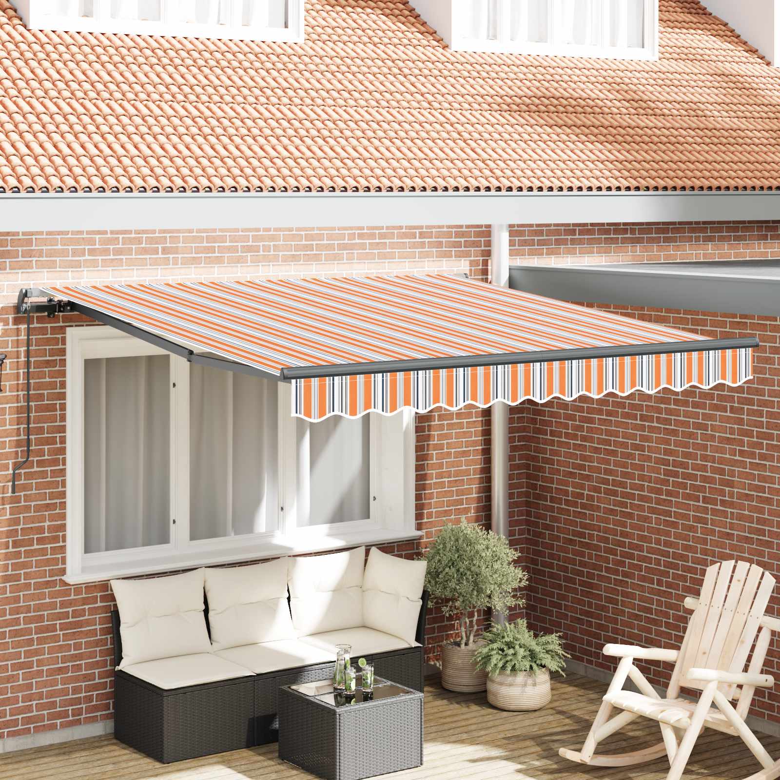 Skrovita tenda Šareni 300 x 250 cm Poliester i čelik