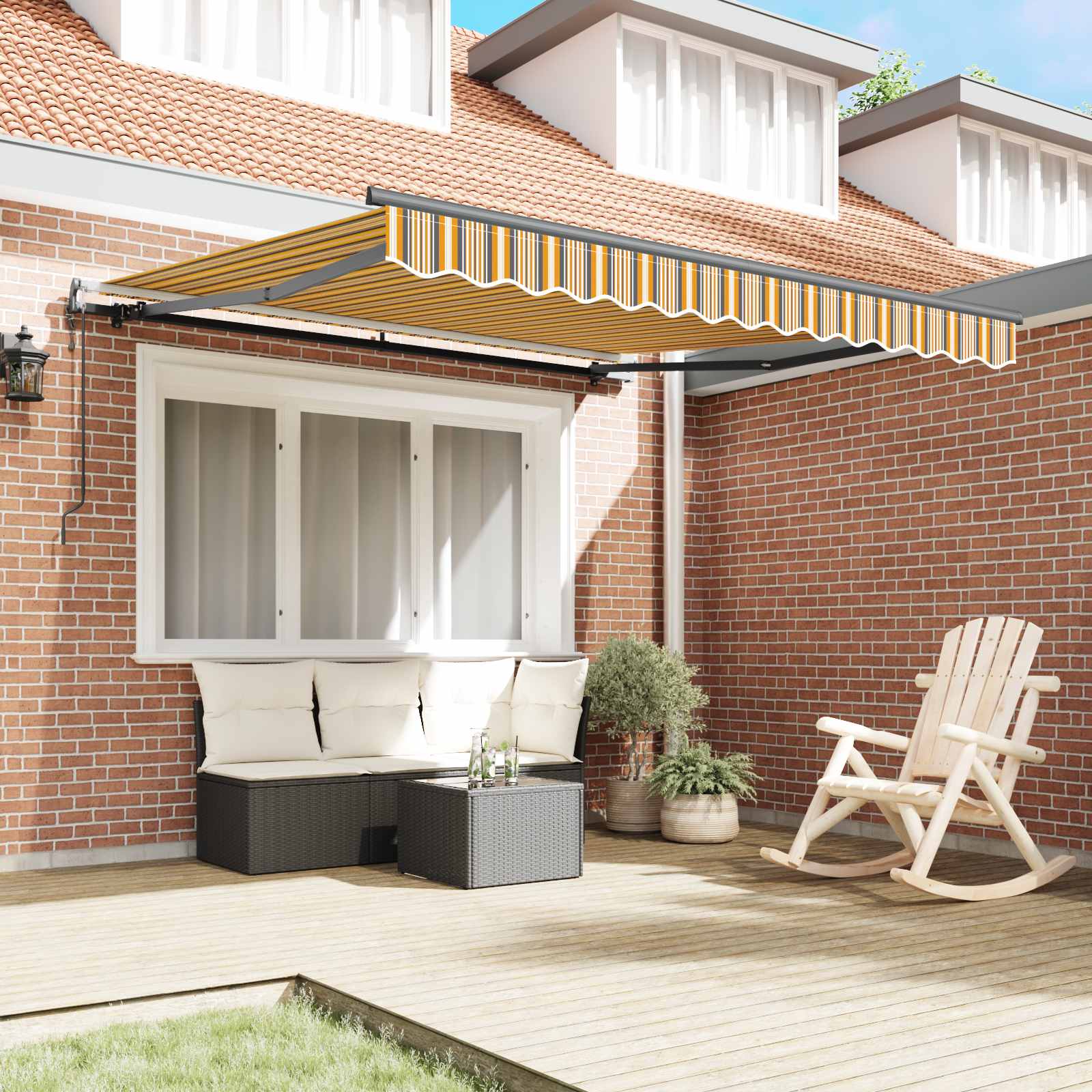 Povlačivi tende Šareni 300 x 250 cm Tkanina i Aluminij